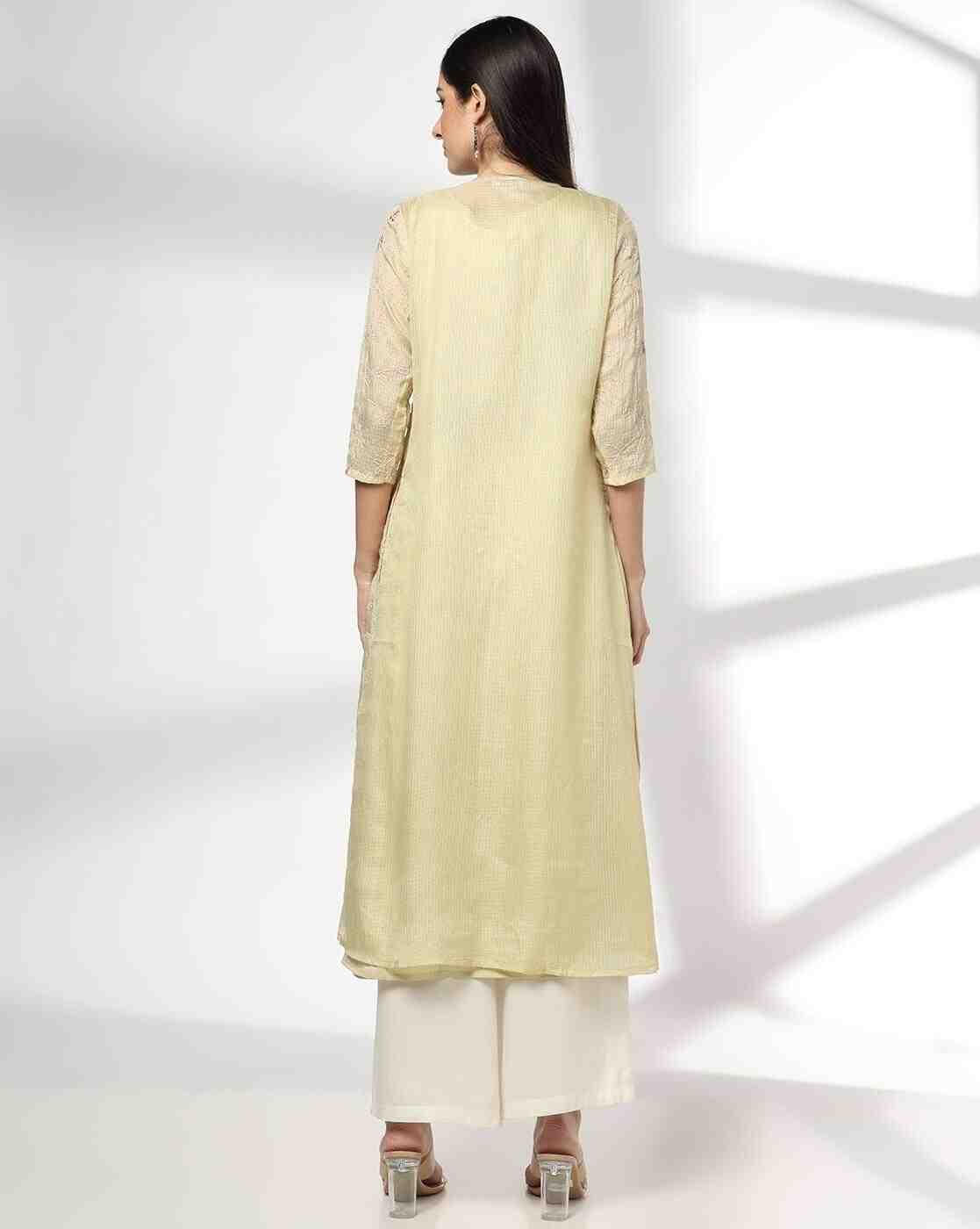 AVAASA MIX N' MATCH | Women Open Jacket Embroidered Flared Kurta|2