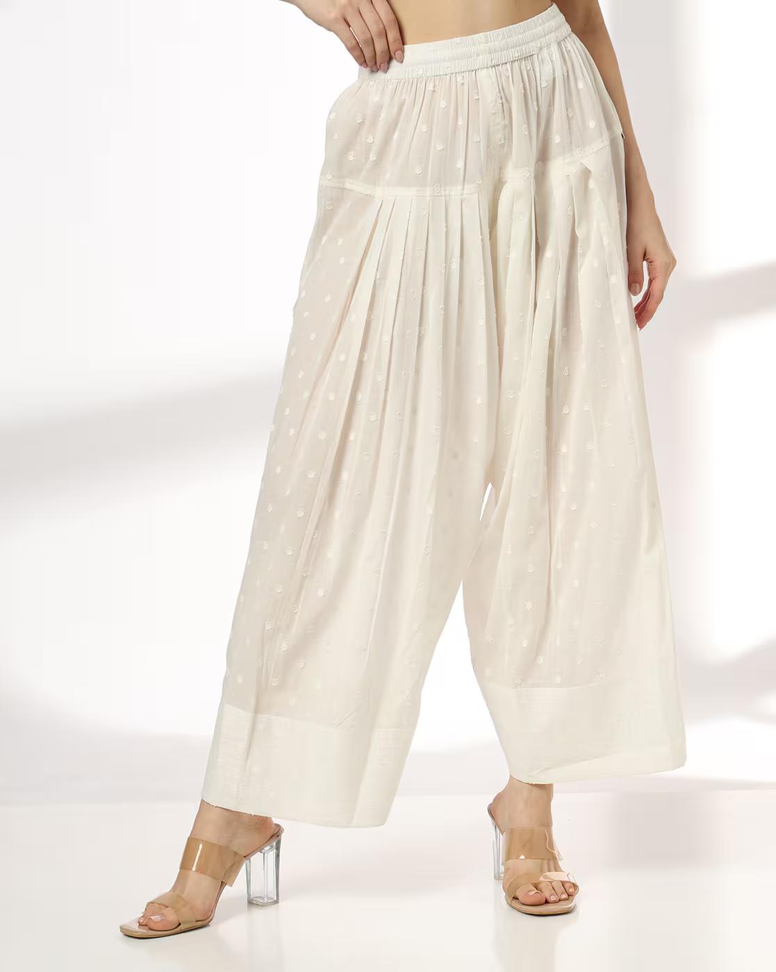 AVAASA MIX N' MATCH | Women Swiss-Dot Pleated Salwar|0