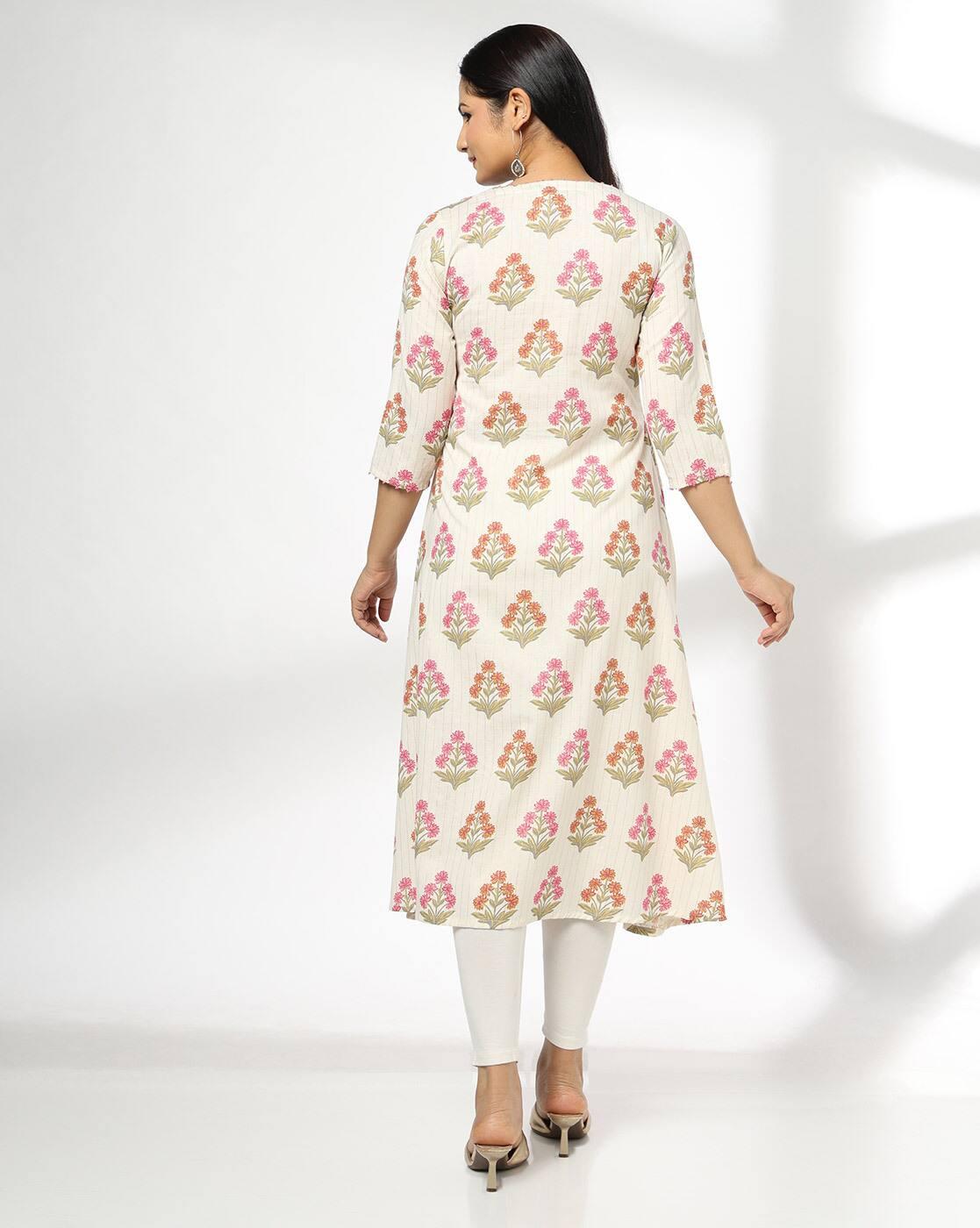 AVAASA MIX N' MATCH | Women Floral Print Flared Kurta|2