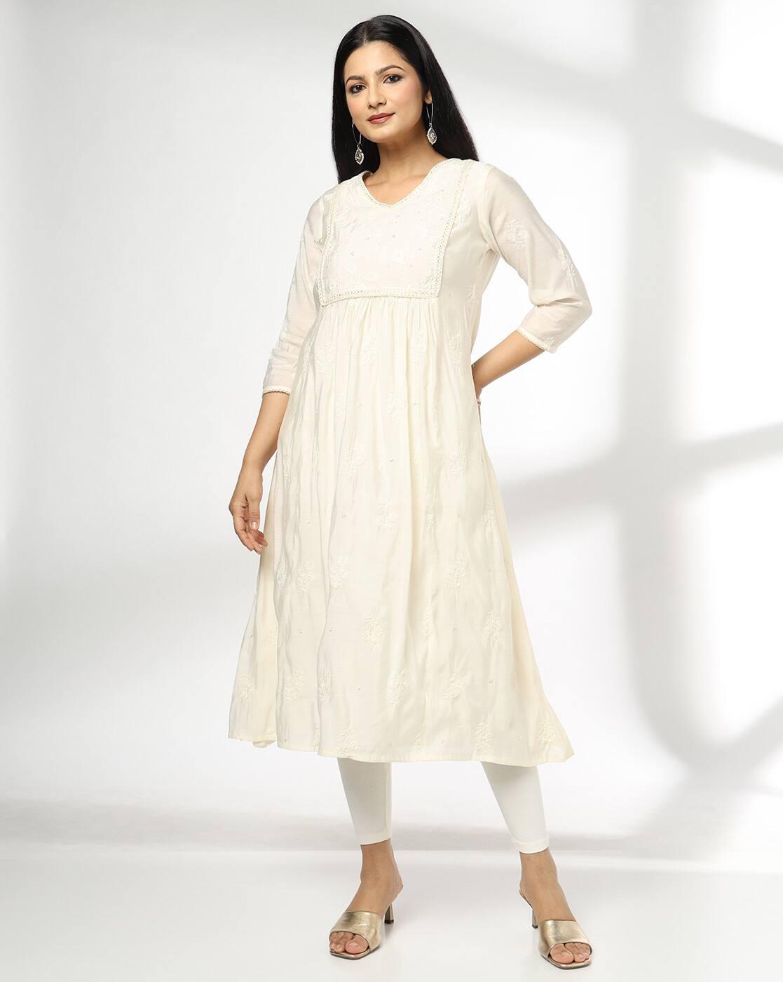 AVAASA MIX N' MATCH | Women Embroidered Flared Kurta|0