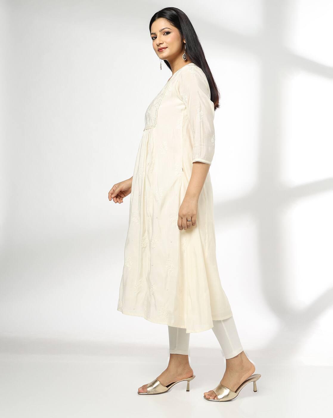 AVAASA MIX N' MATCH | Women Embroidered Flared Kurta|1