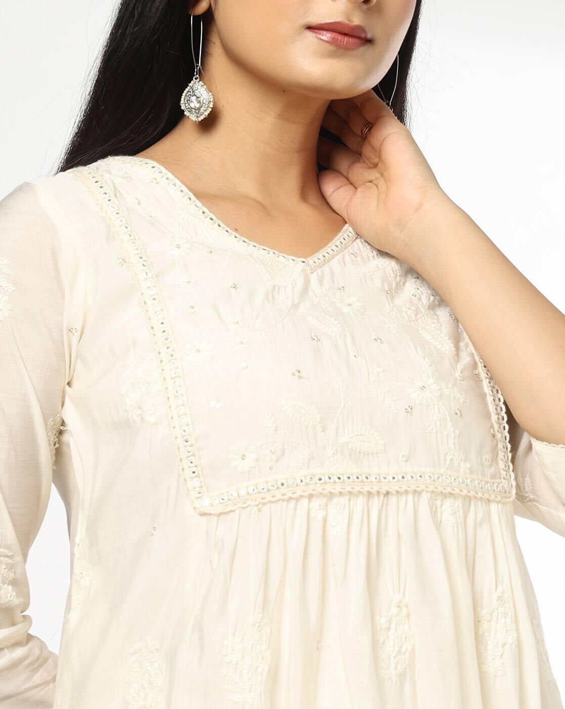 AVAASA MIX N' MATCH | Women Embroidered Flared Kurta|3