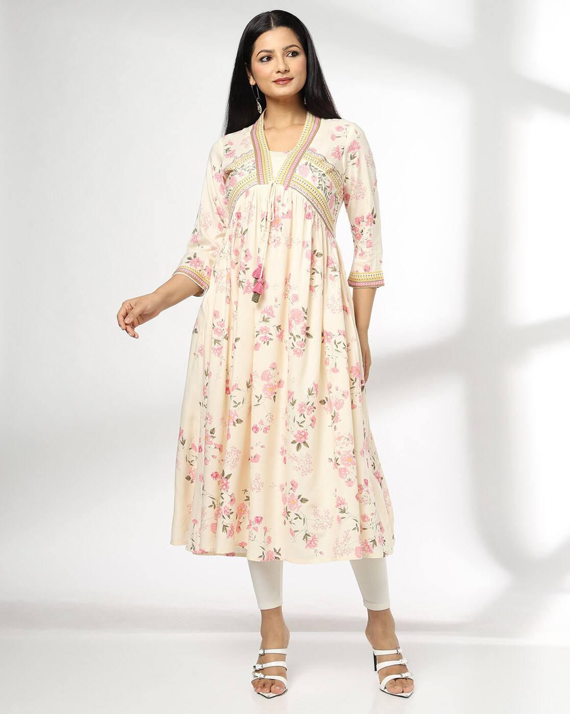 AVAASA MIX N' MATCH | Women Floral Print Flared Kurta|0