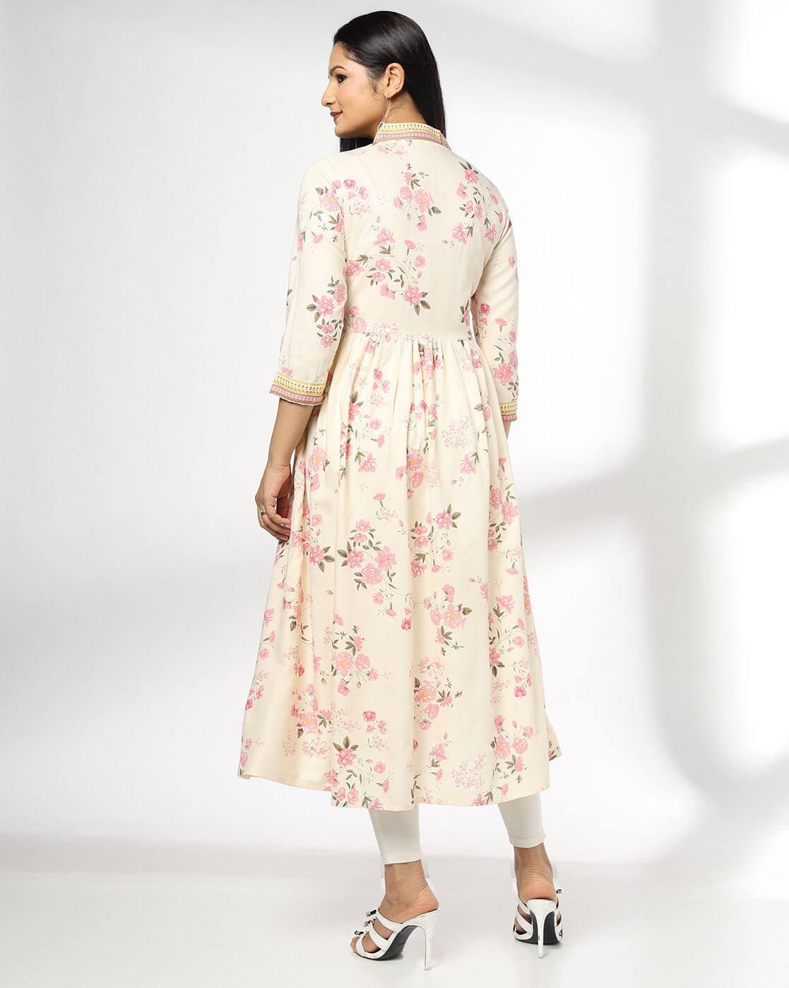 AVAASA MIX N' MATCH | Women Floral Print Flared Kurta|2
