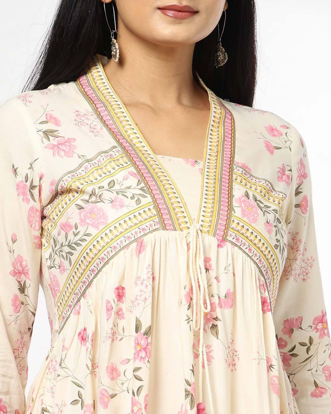 AVAASA MIX N' MATCH | Women Floral Print Flared Kurta|3