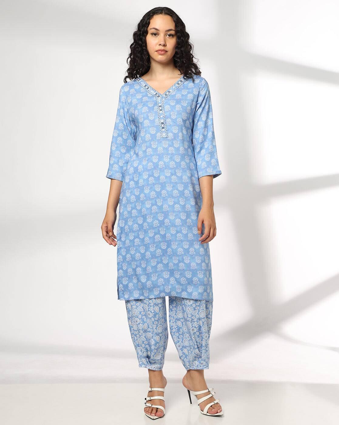 AVAASA MIX N' MATCH | Women Floral Print Straight Kurta & Salwar Set|0