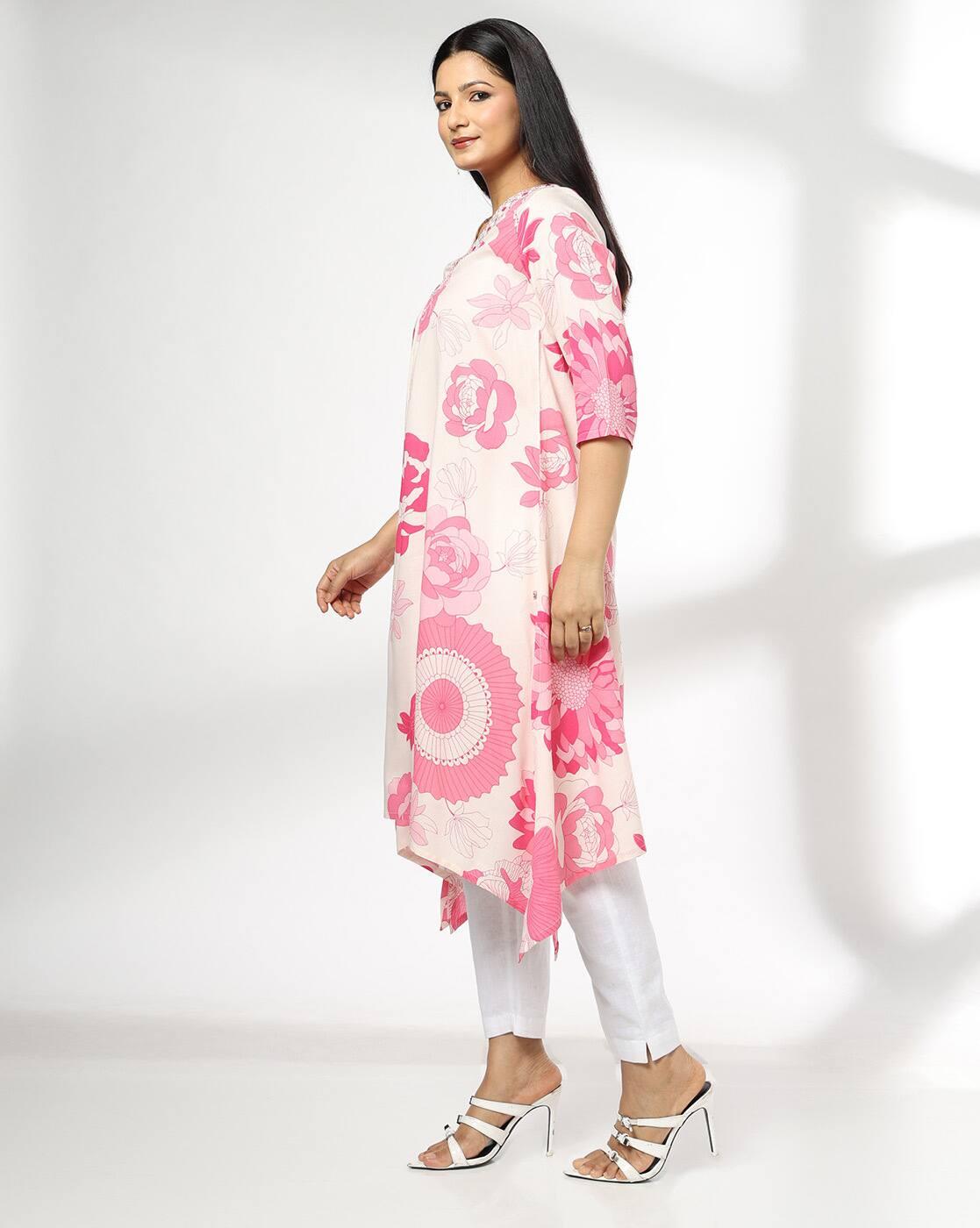 AVAASA MIX N' MATCH | Women Floral Print Asymmetric Kurta|1