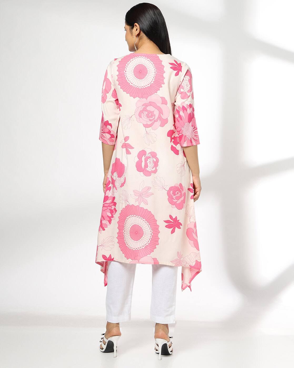 AVAASA MIX N' MATCH | Women Floral Print Asymmetric Kurta|2