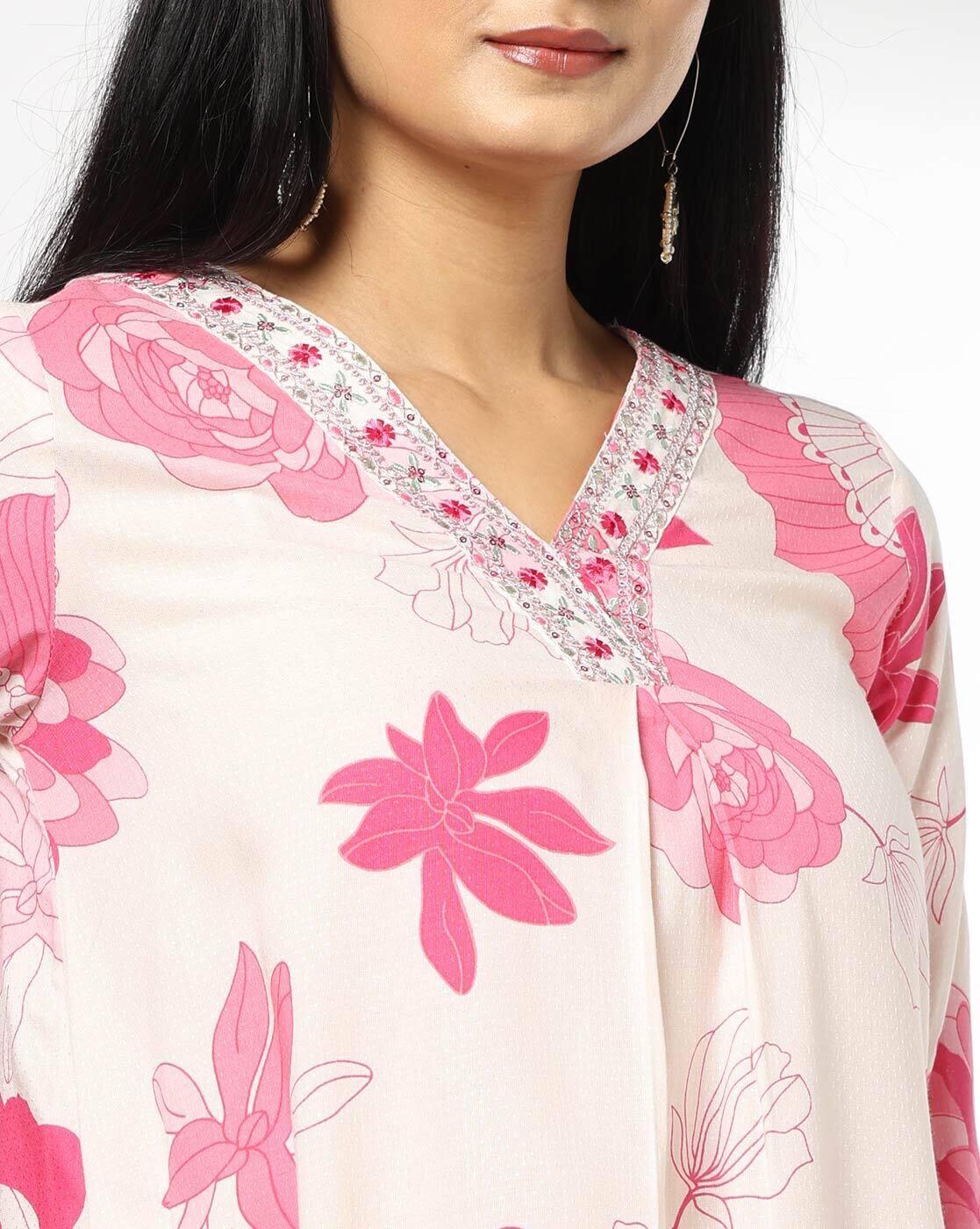 AVAASA MIX N' MATCH | Women Floral Print Asymmetric Kurta|3