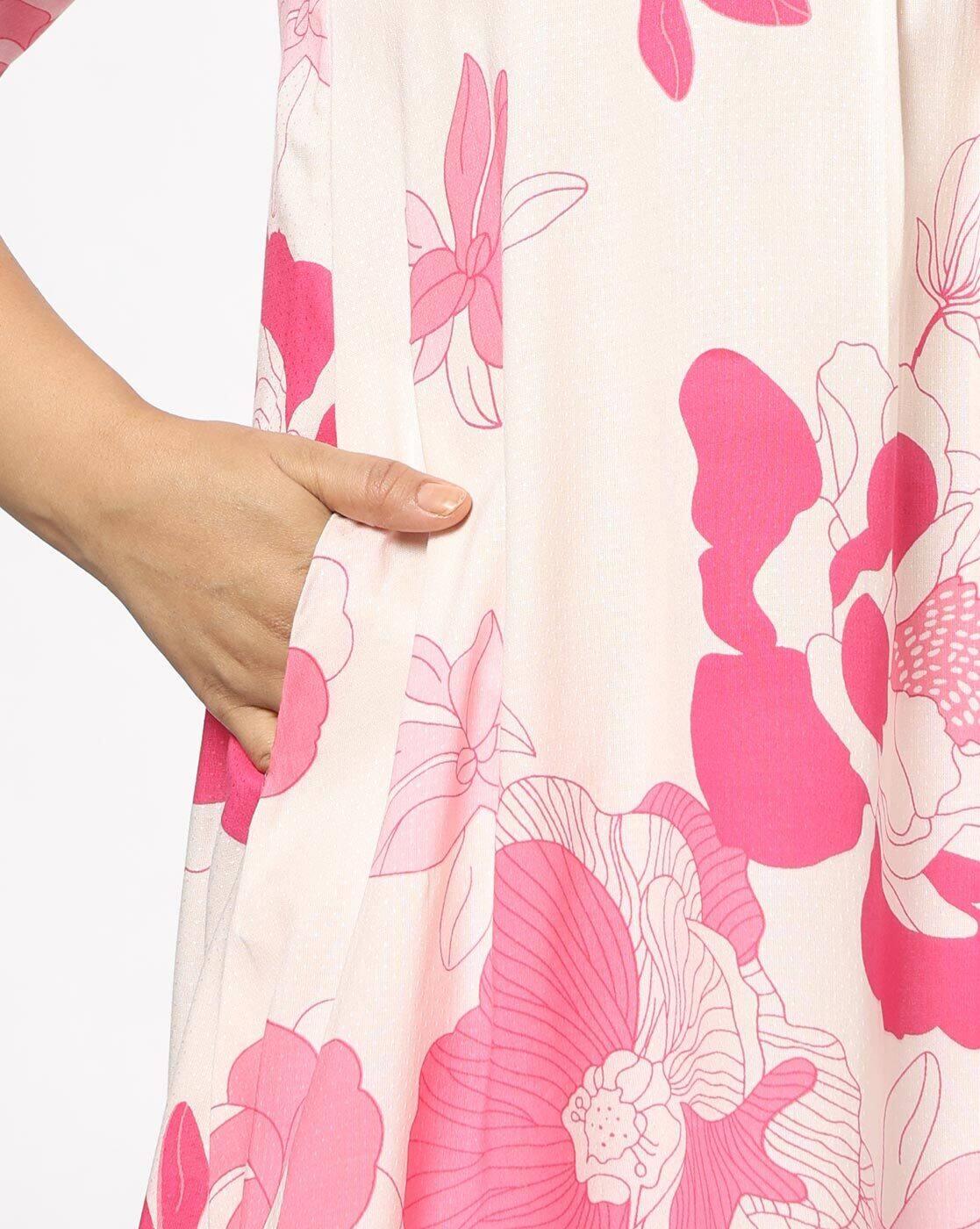 AVAASA MIX N' MATCH | Women Floral Print Asymmetric Kurta|4