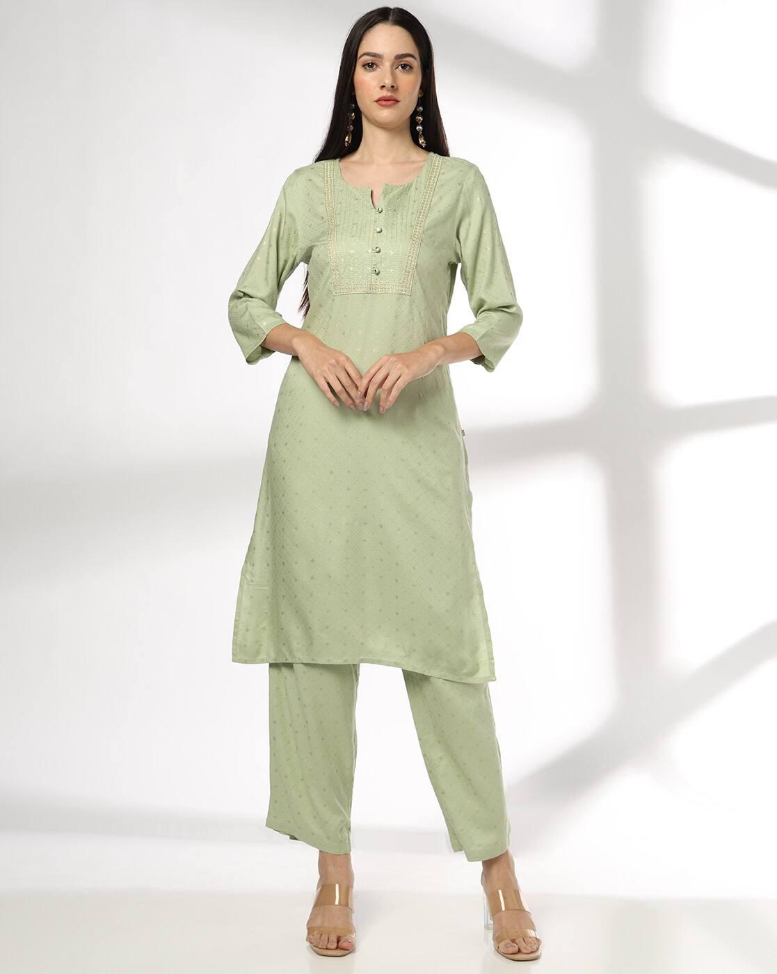 AVAASA MIX N' MATCH | Women Foil Print Straight Kurta with Pants|0