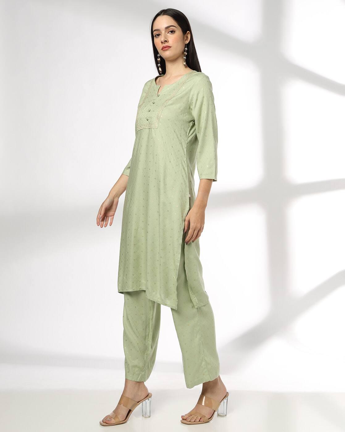 AVAASA MIX N' MATCH | Women Foil Print Straight Kurta with Pants|1
