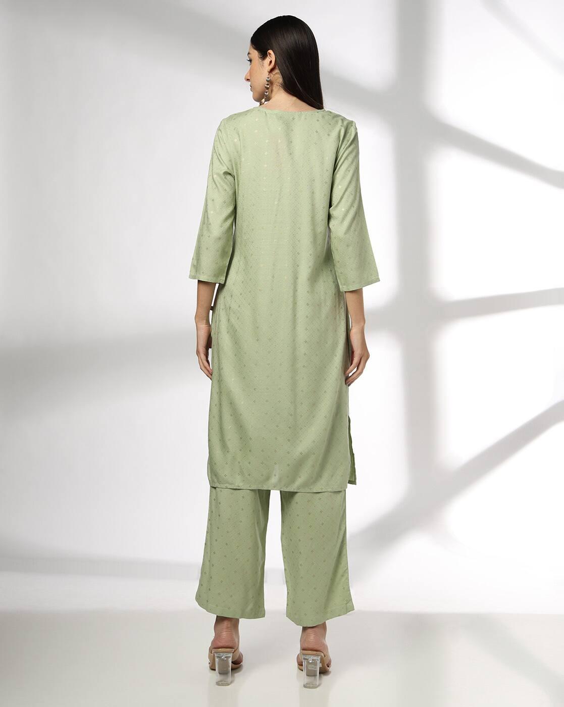 AVAASA MIX N' MATCH | Women Foil Print Straight Kurta with Pants|2