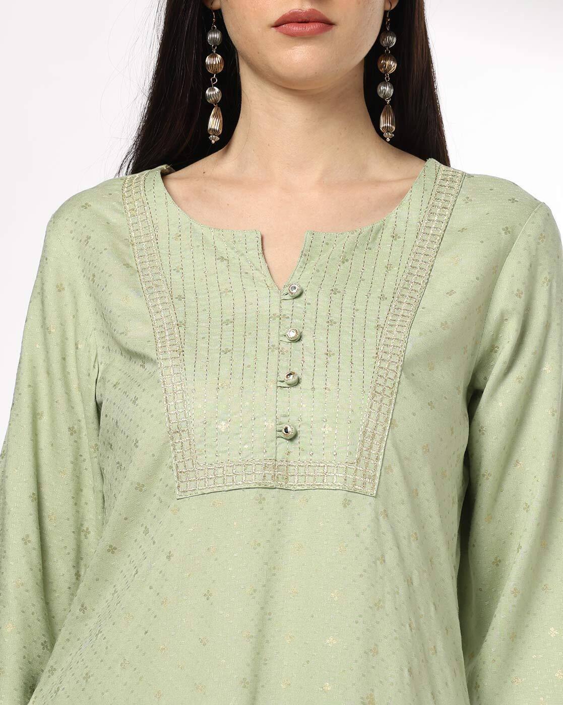 AVAASA MIX N' MATCH | Women Foil Print Straight Kurta with Pants|3