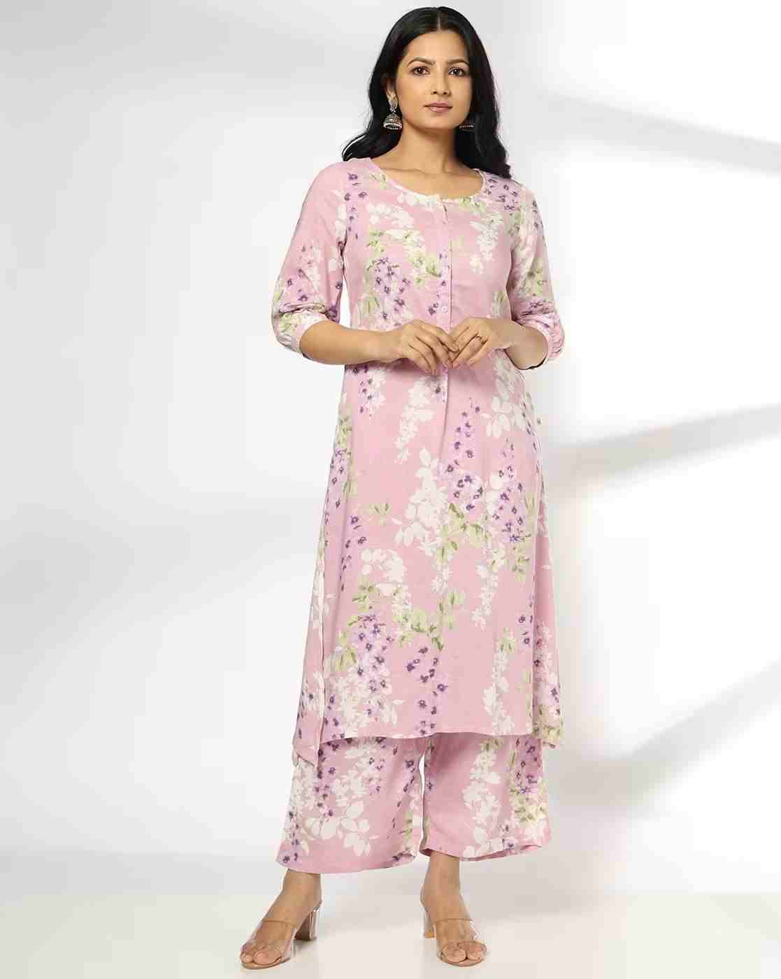 AVAASA MIX N' MATCH | Women Floral Print Straight Kurta with Palazzos|0