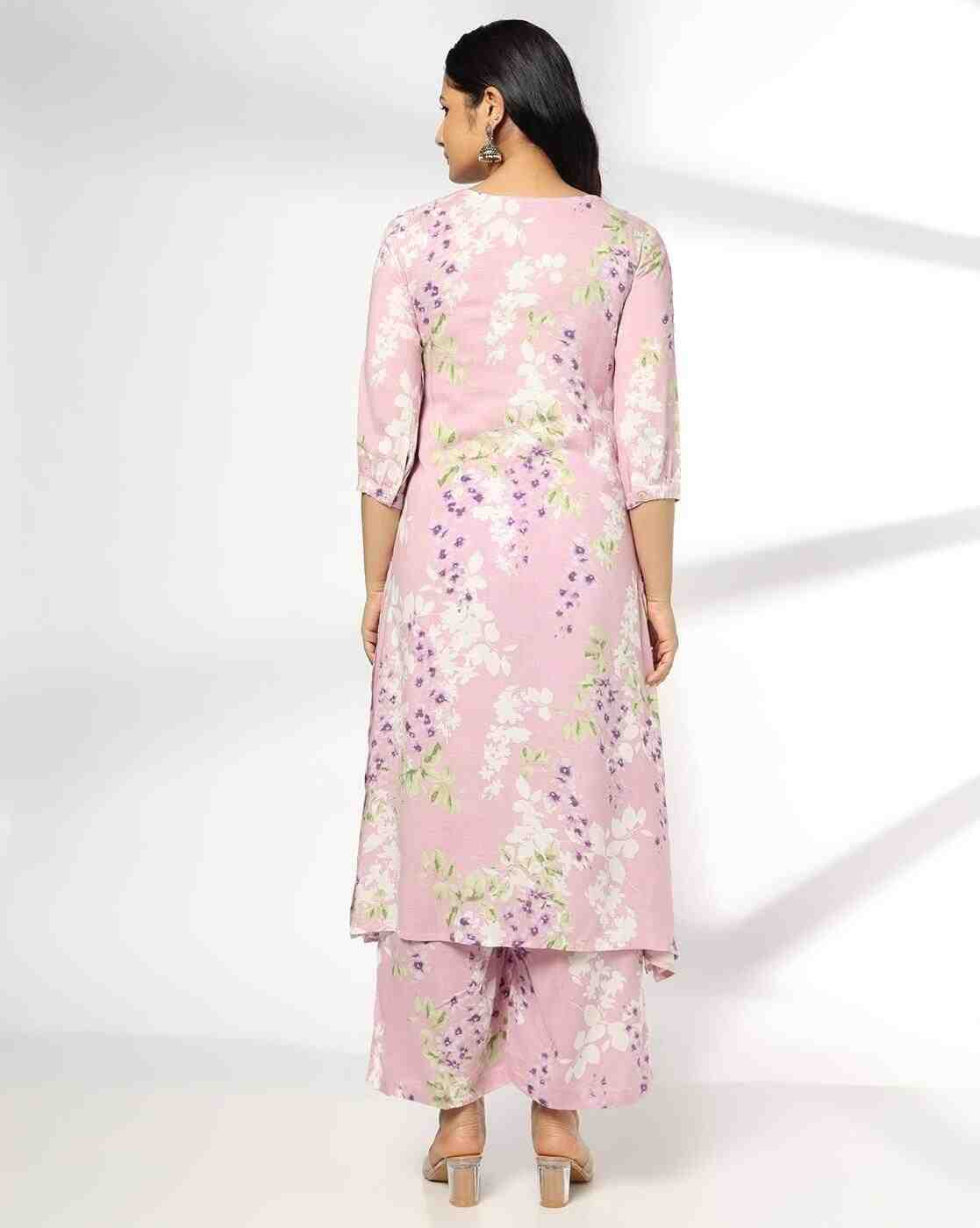 AVAASA MIX N' MATCH | Women Floral Print Straight Kurta with Palazzos|2