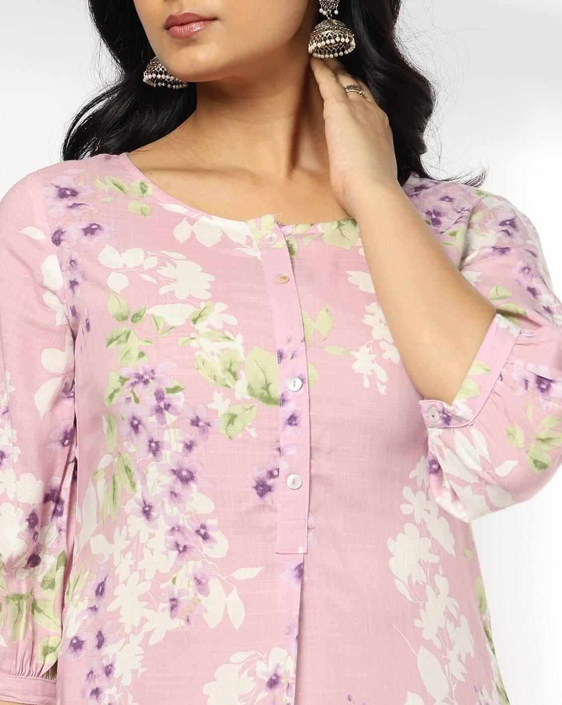 AVAASA MIX N' MATCH | Women Floral Print Straight Kurta with Palazzos|3