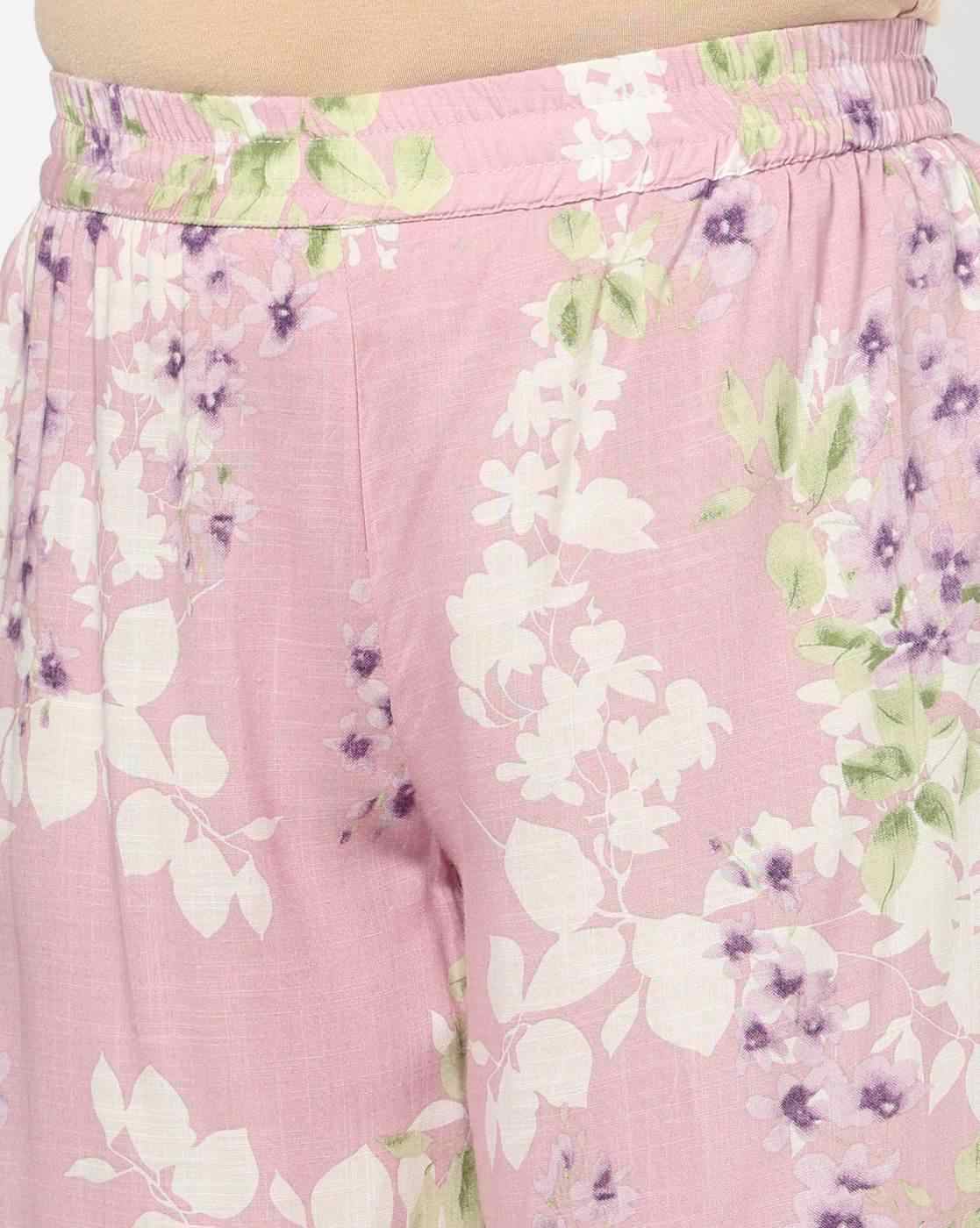 AVAASA MIX N' MATCH | Women Floral Print Straight Kurta with Palazzos|5