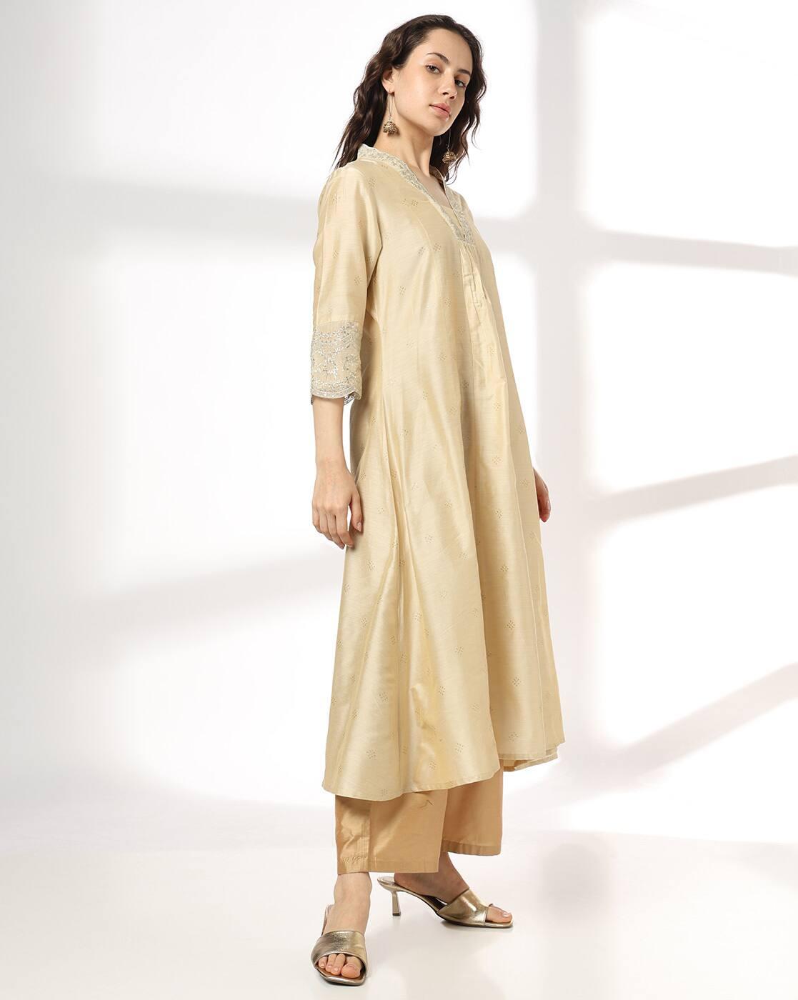 AVAASA MIX N' MATCH | Women Embroidered Flared Kurta|1
