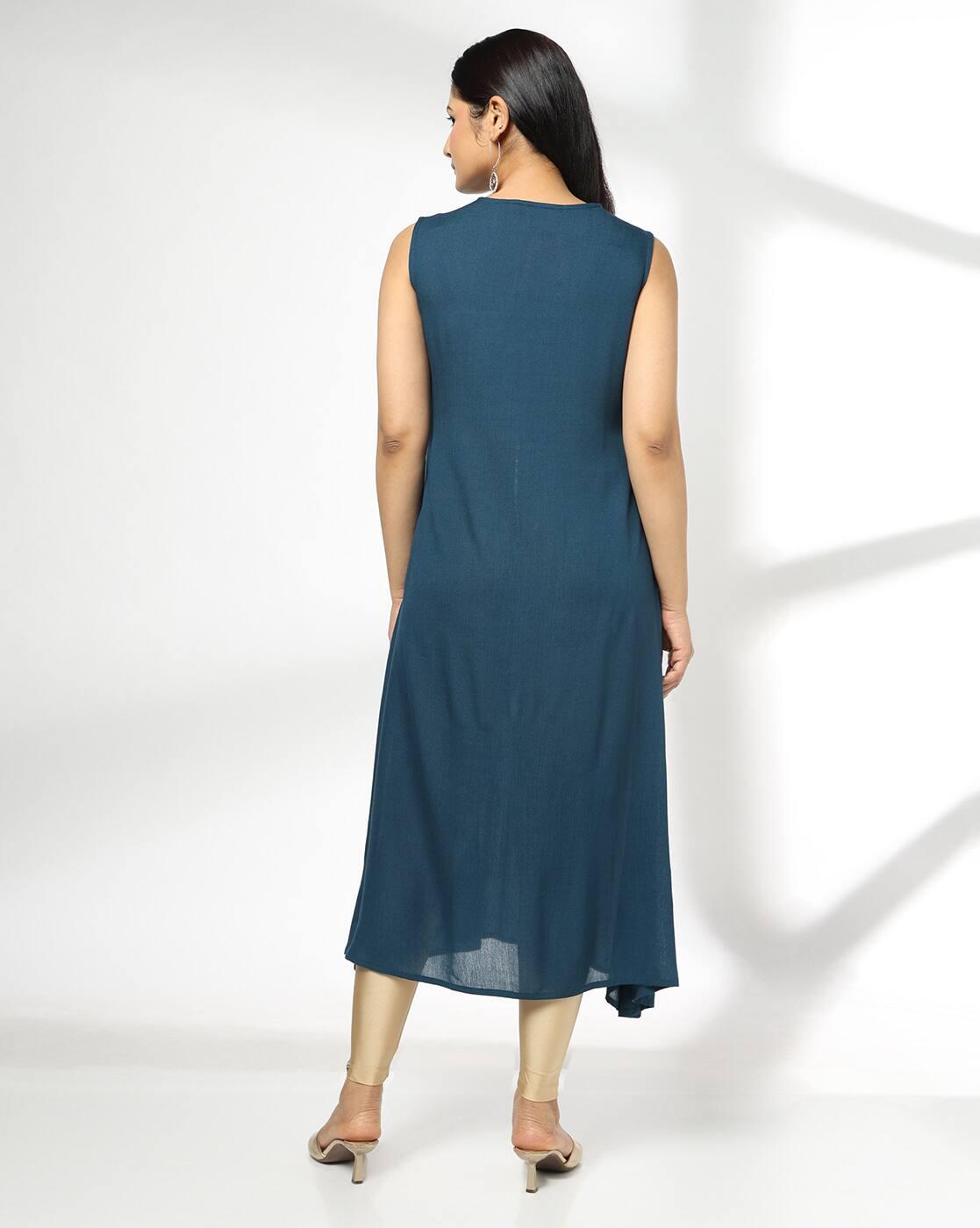 AVAASA MIX N' MATCH | Women Yoke Embroidered Flared Kurta|2