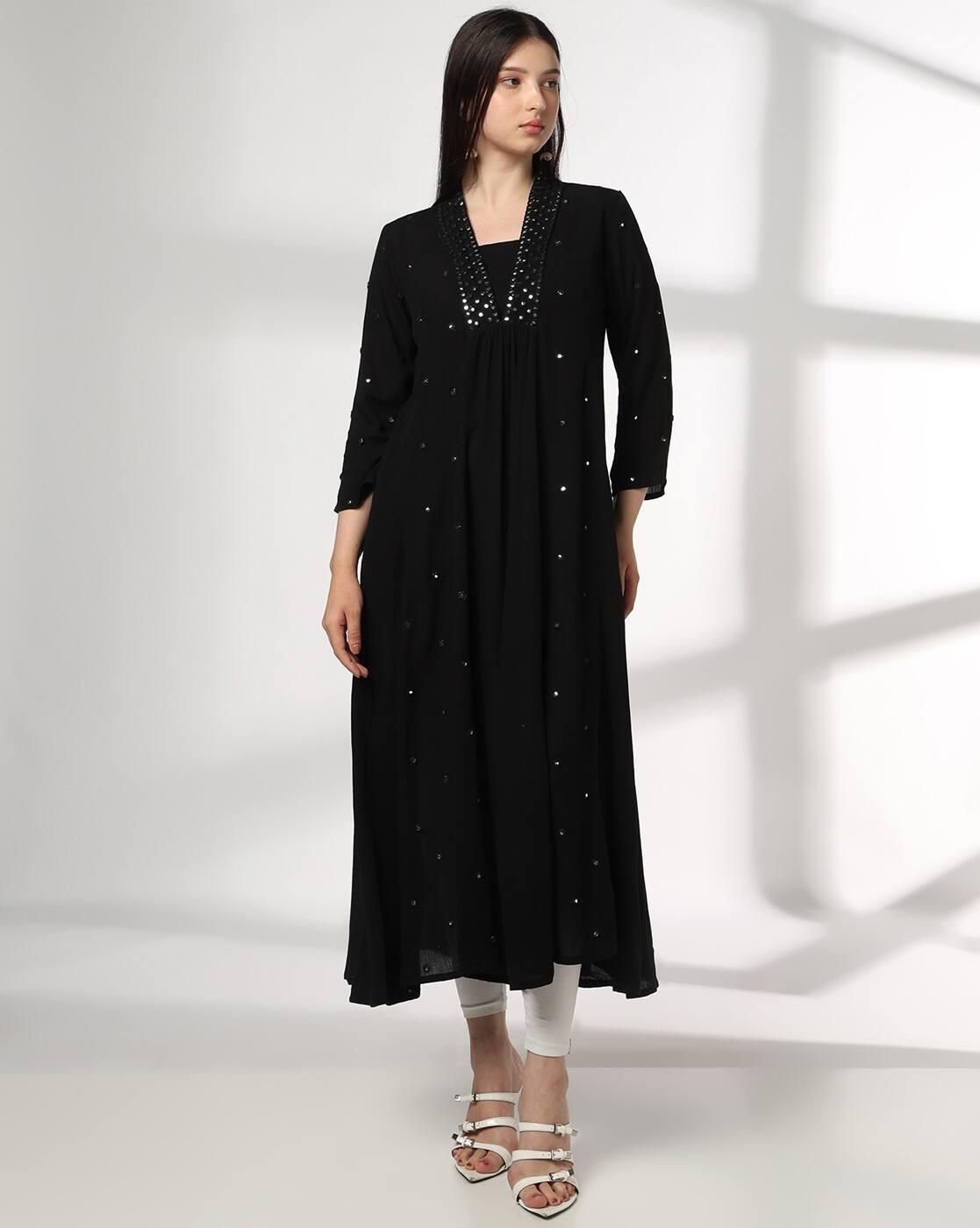 AVAASA MIX N' MATCH | Women Mirror Embroidered A-Line Kurta|0