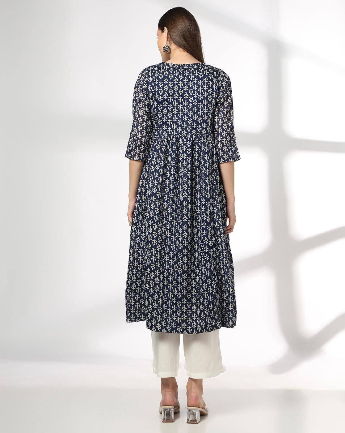 AVAASA MIX N' MATCH | Women Printed Flared Cotton Kurta|2