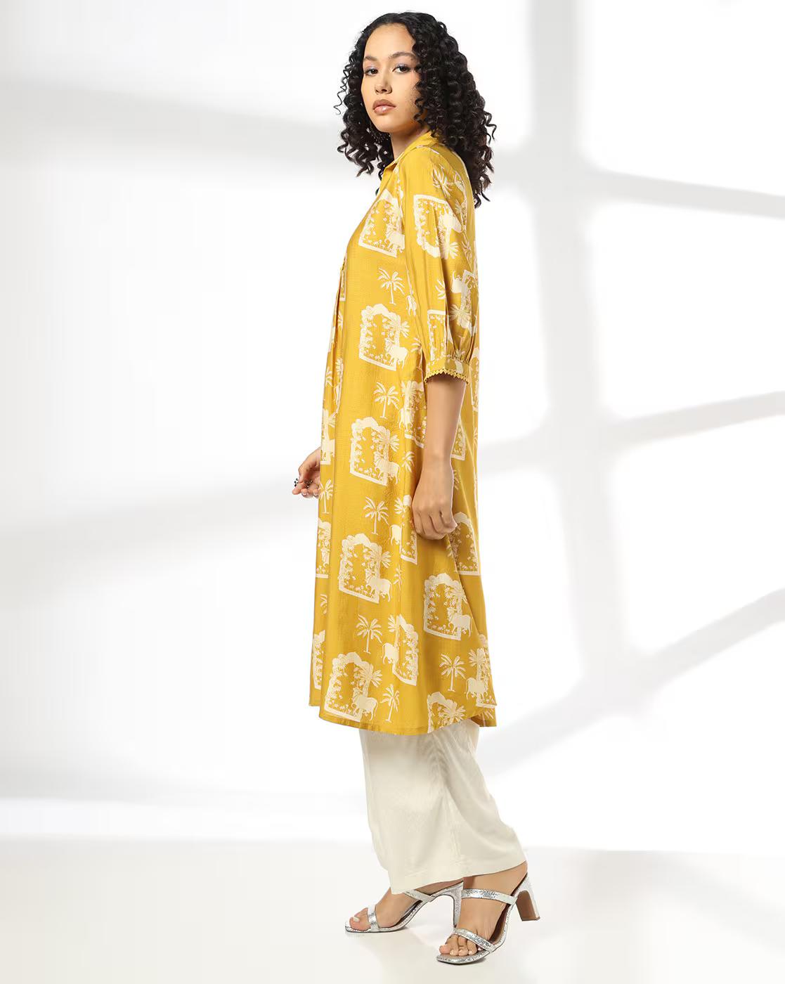 AVAASA MIX N' MATCH | Women Printed A-Line Kurta|1
