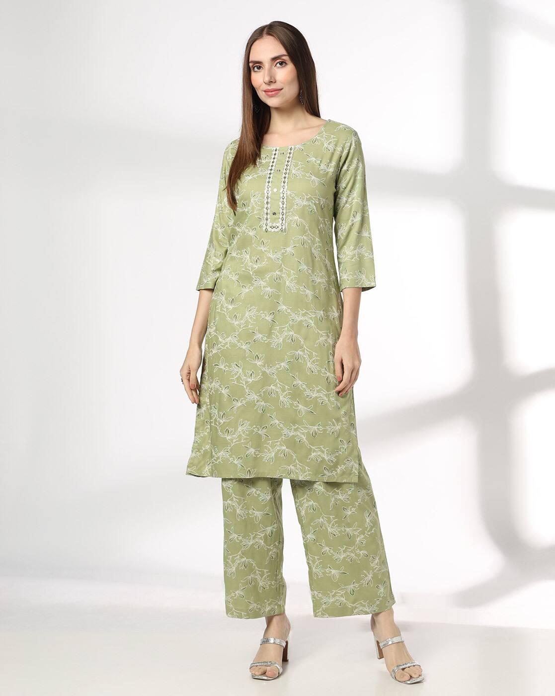 AVAASA MIX N' MATCH | Women Floral Print Straight Kurta & Pants Set|0
