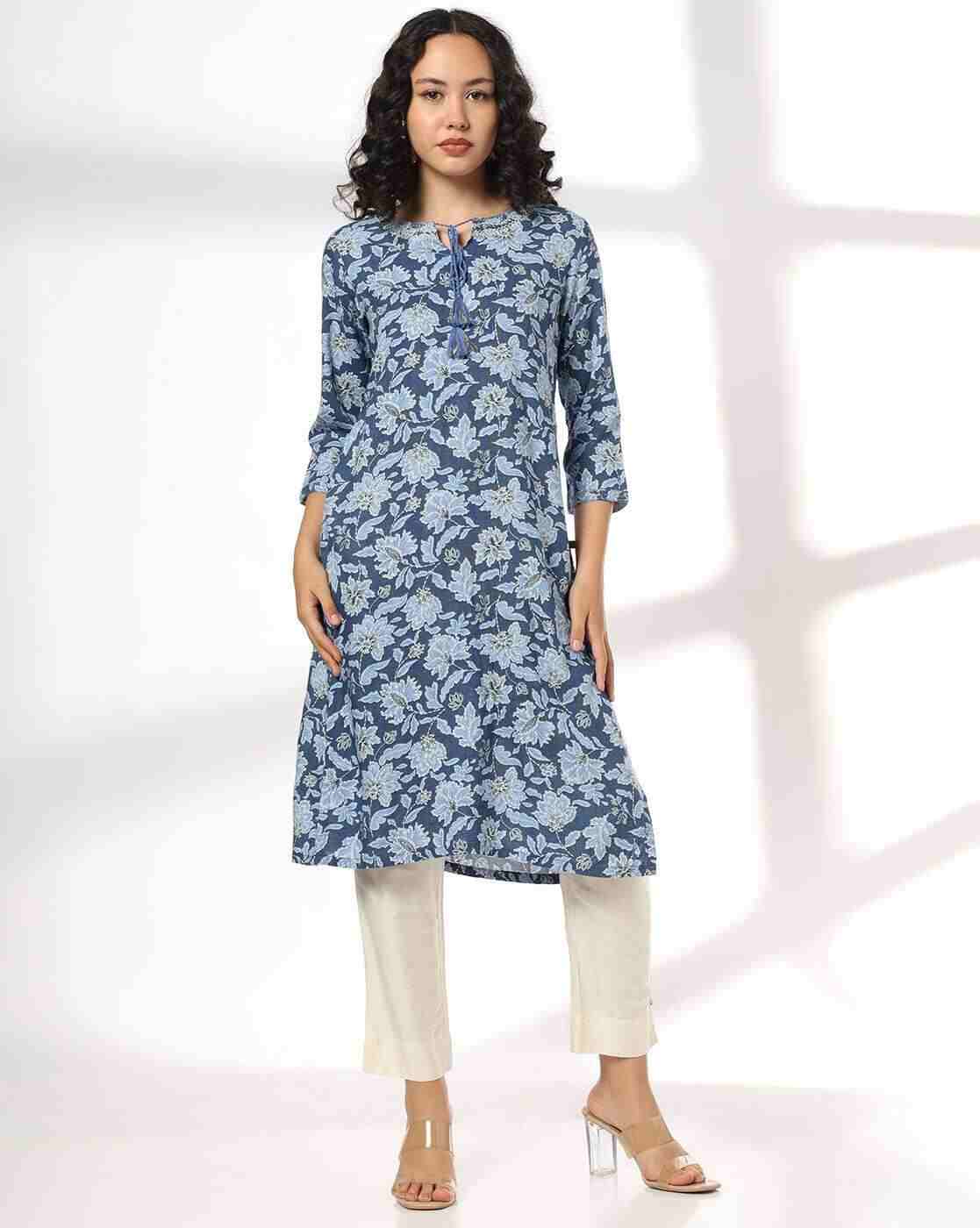 AVAASA MIX N' MATCH | Women Floral Print Straight Kurta|0