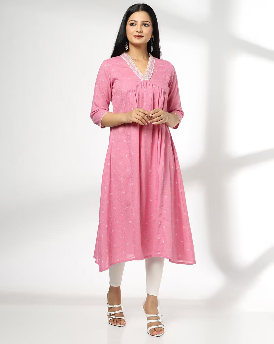 AVAASA MIX N' MATCH | Women Embroidered Flared Kurta|0