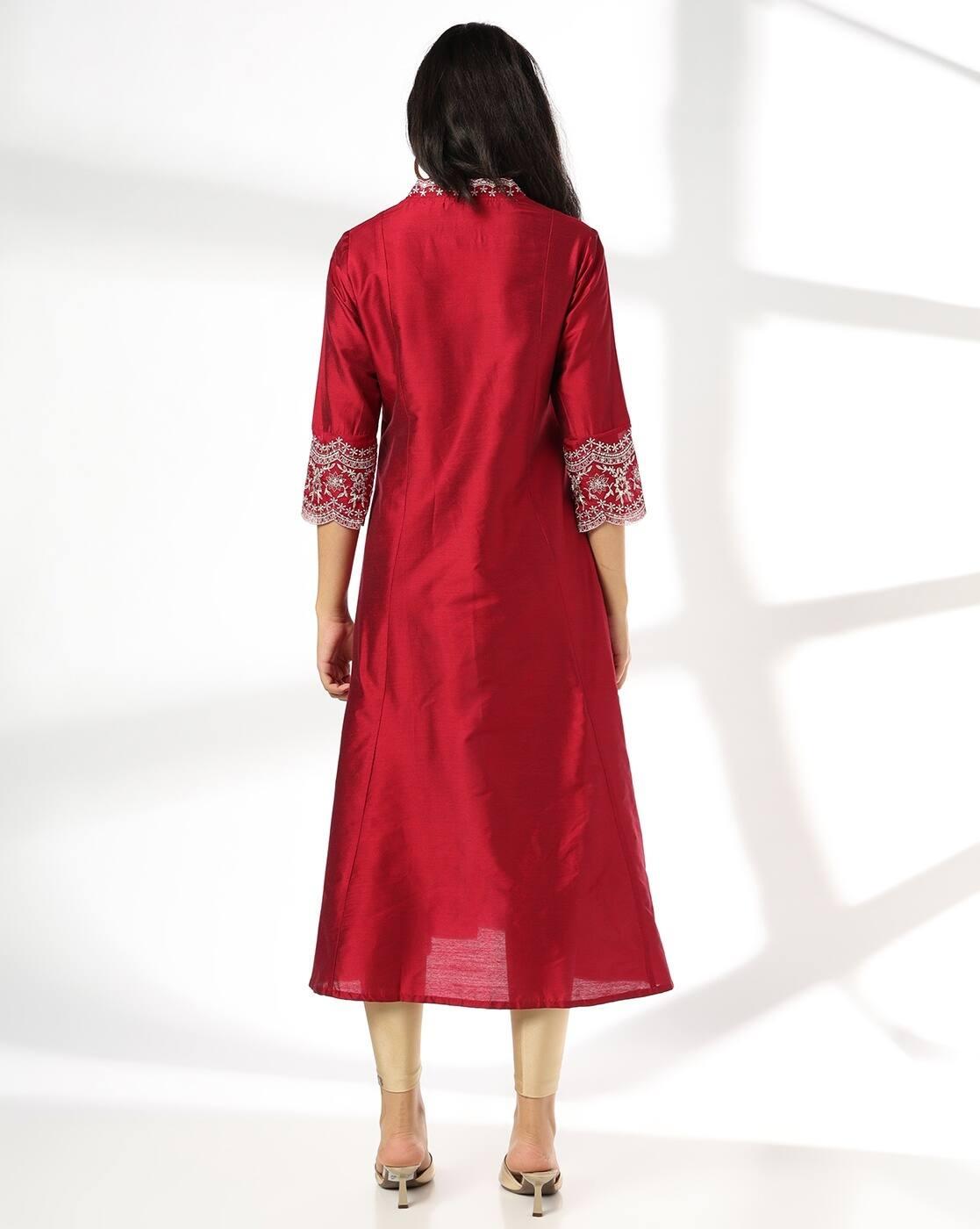 AVAASA MIX N' MATCH | Women Embroidered Flared Kurta|2
