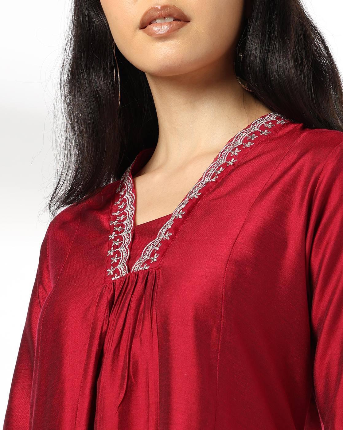 AVAASA MIX N' MATCH | Women Embroidered Flared Kurta|3