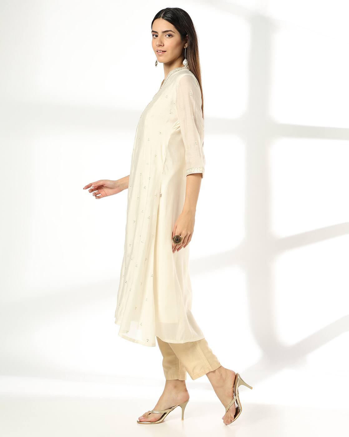 AVAASA MIX N' MATCH | Women Embroidered Flared Kurta|1