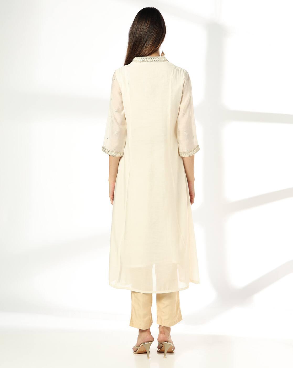 AVAASA MIX N' MATCH | Women Embroidered Flared Kurta|2