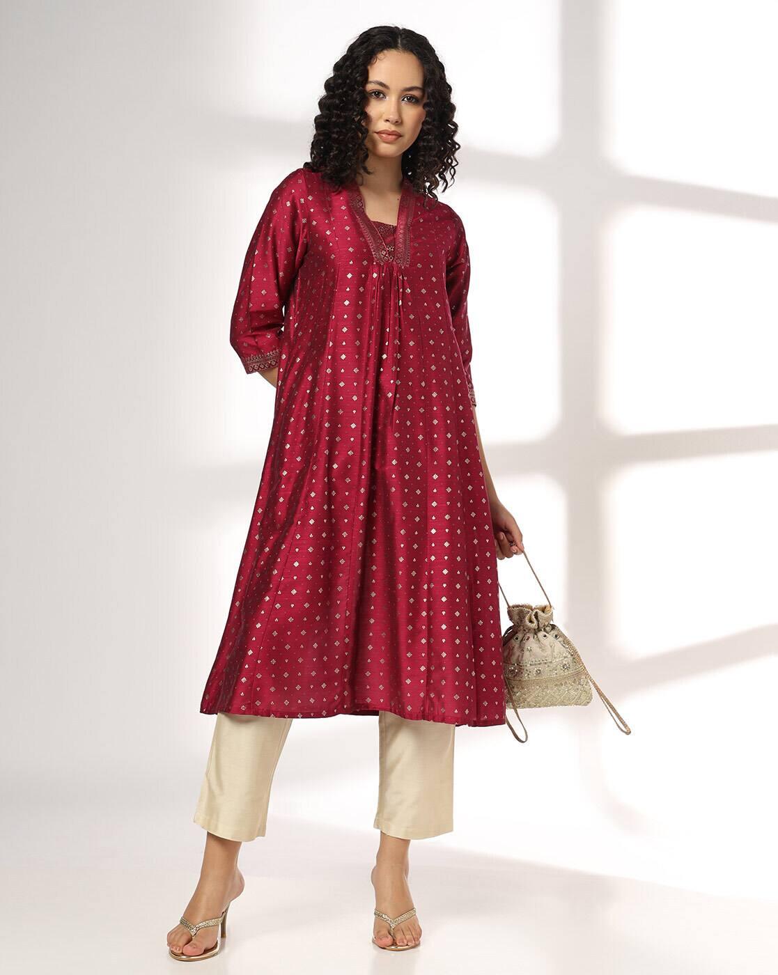 AVAASA MIX N' MATCH | Women Embroidered Straight Kurta|0