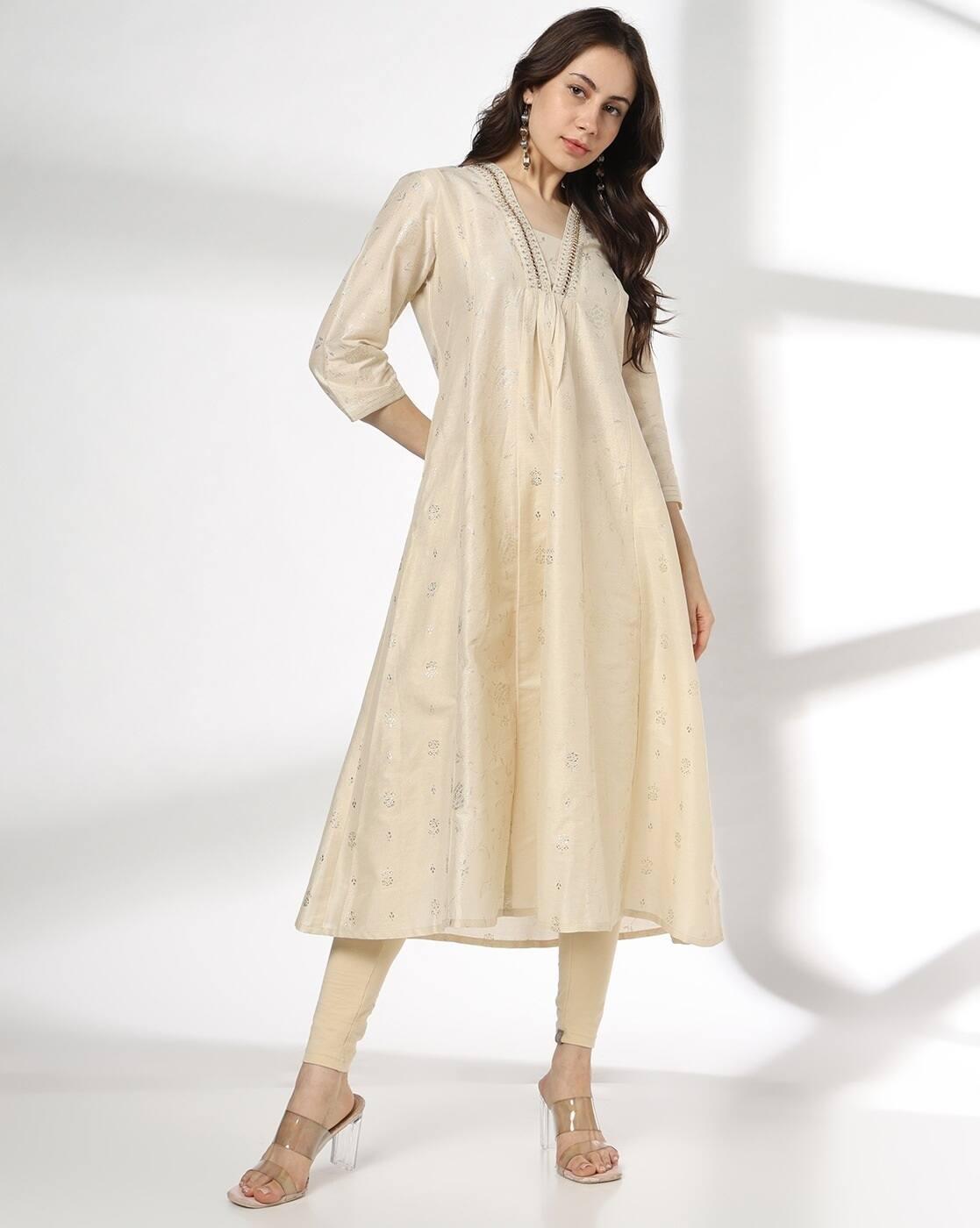 AVAASA MIX N' MATCH | Women Embroidered Flared Kurta|0