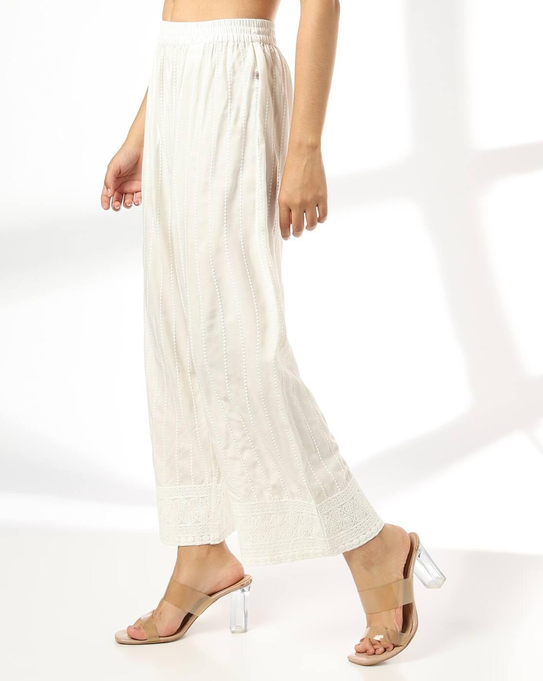 AVAASA MIX N' MATCH | Women Schiffli Embroidered Palazzos|1