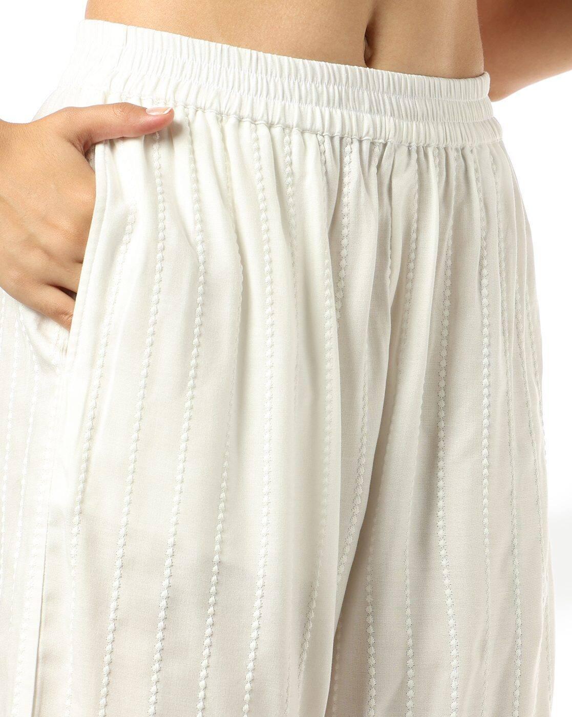 AVAASA MIX N' MATCH | Women Schiffli Embroidered Palazzos|3