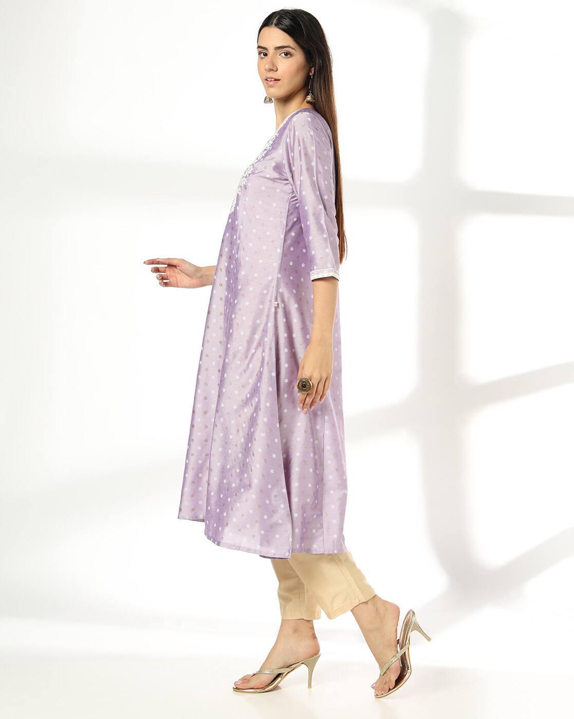 AVAASA MIX N' MATCH | Women Embroidered Flared Kurta|1