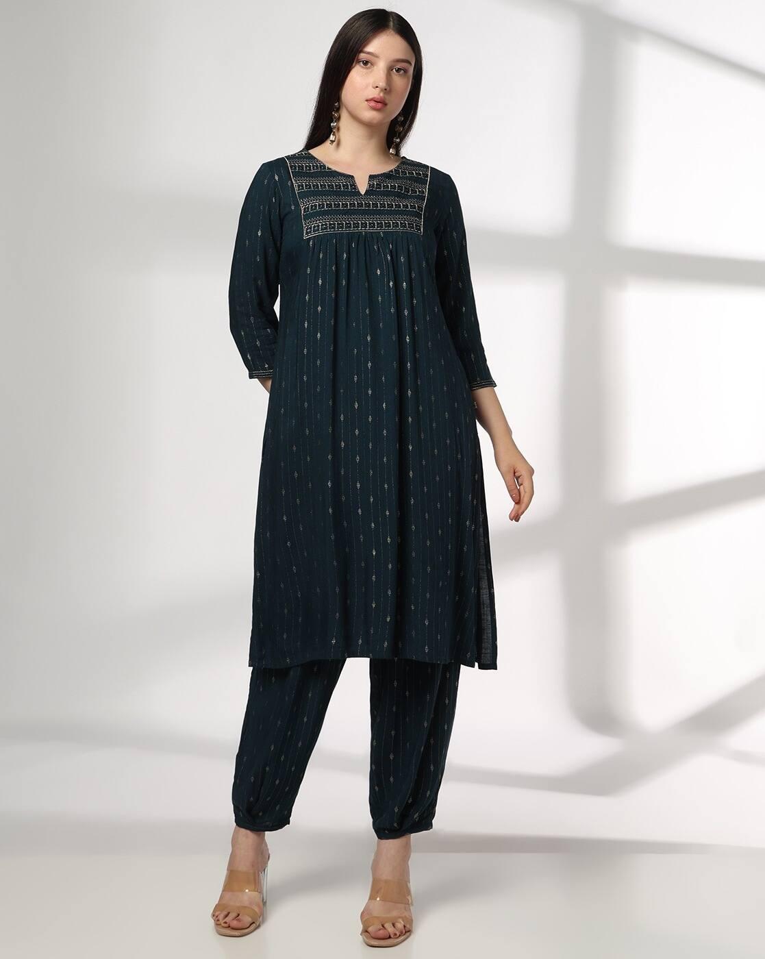 AVAASA MIX N' MATCH | Women Embroidered Straight Kurta-Bottom Set|0