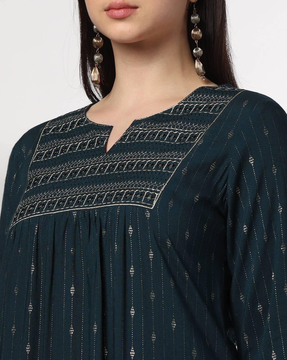 AVAASA MIX N' MATCH | Women Embroidered Straight Kurta-Bottom Set|3