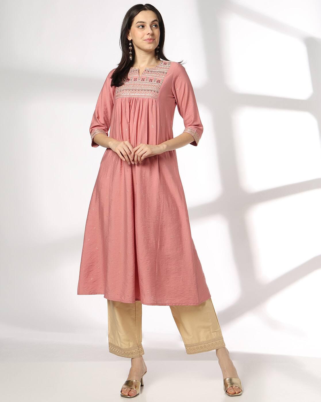 AVAASA MIX N' MATCH | Women Embroidered Flared Kurta|0