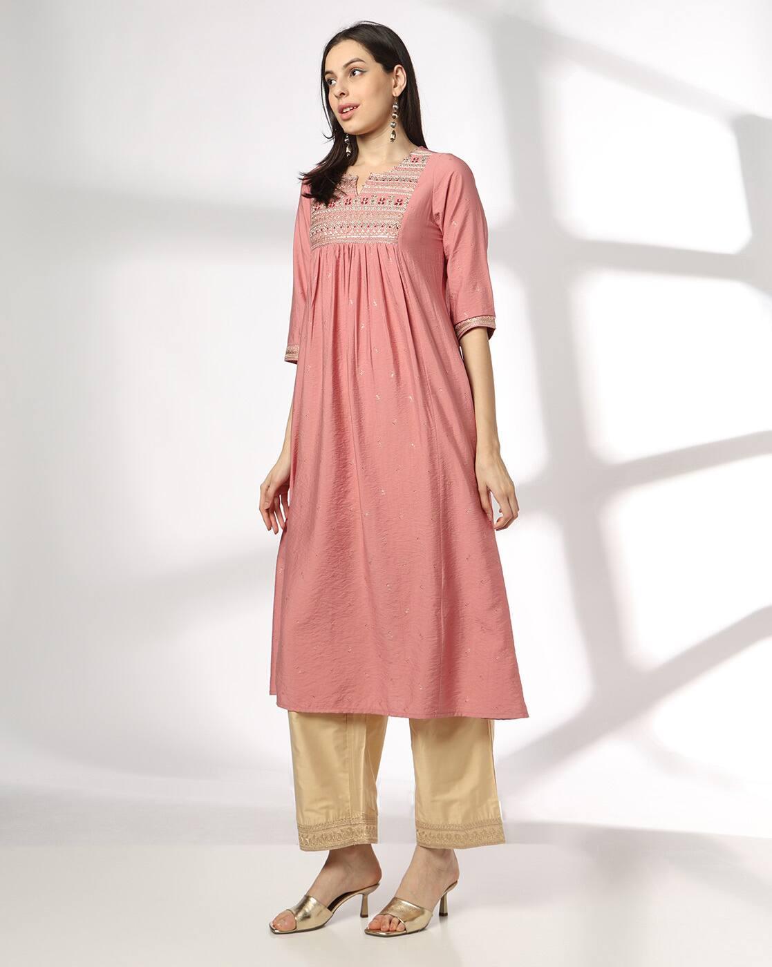 AVAASA MIX N' MATCH | Women Embroidered Flared Kurta|1