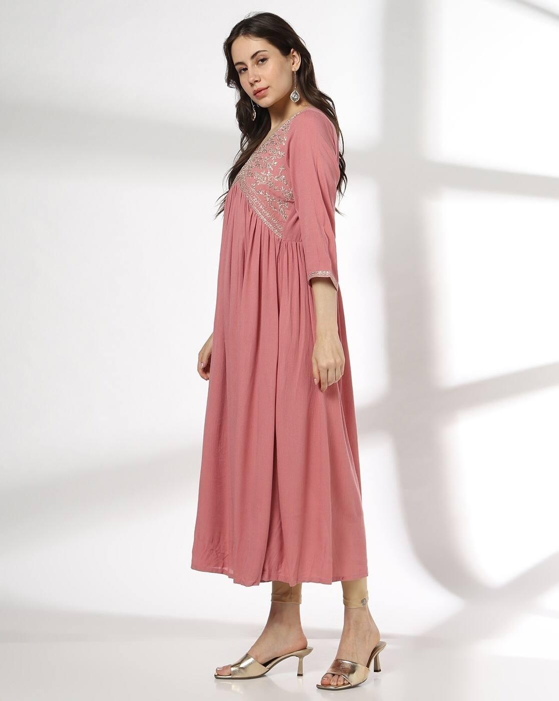 AVAASA MIX N' MATCH | Women Embroidered Flared Kurta|1