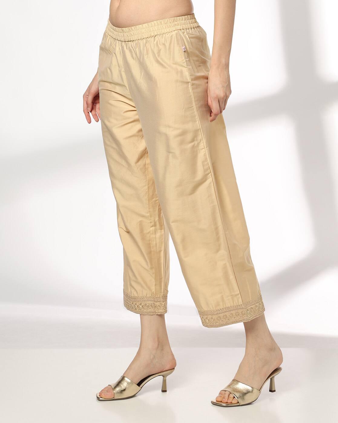 AVAASA MIX N' MATCH | Women Palazzos with Embroidered Yoke|1