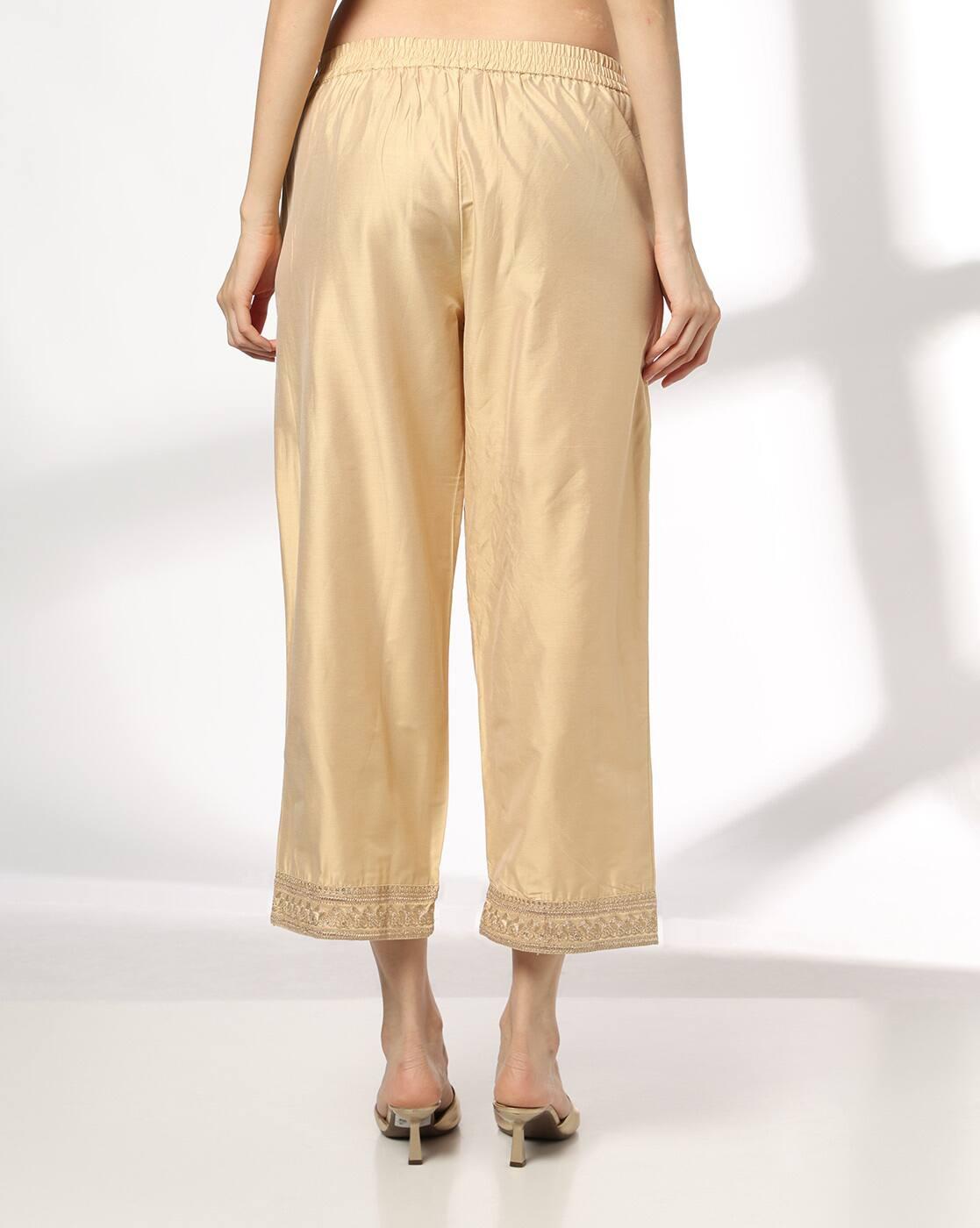 AVAASA MIX N' MATCH | Women Palazzos with Embroidered Yoke|2