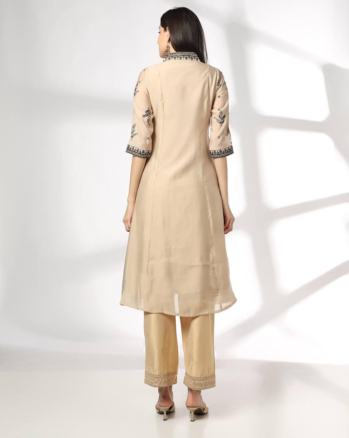 AVAASA MIX N' MATCH | Women Embroidered Flared Kurta|2