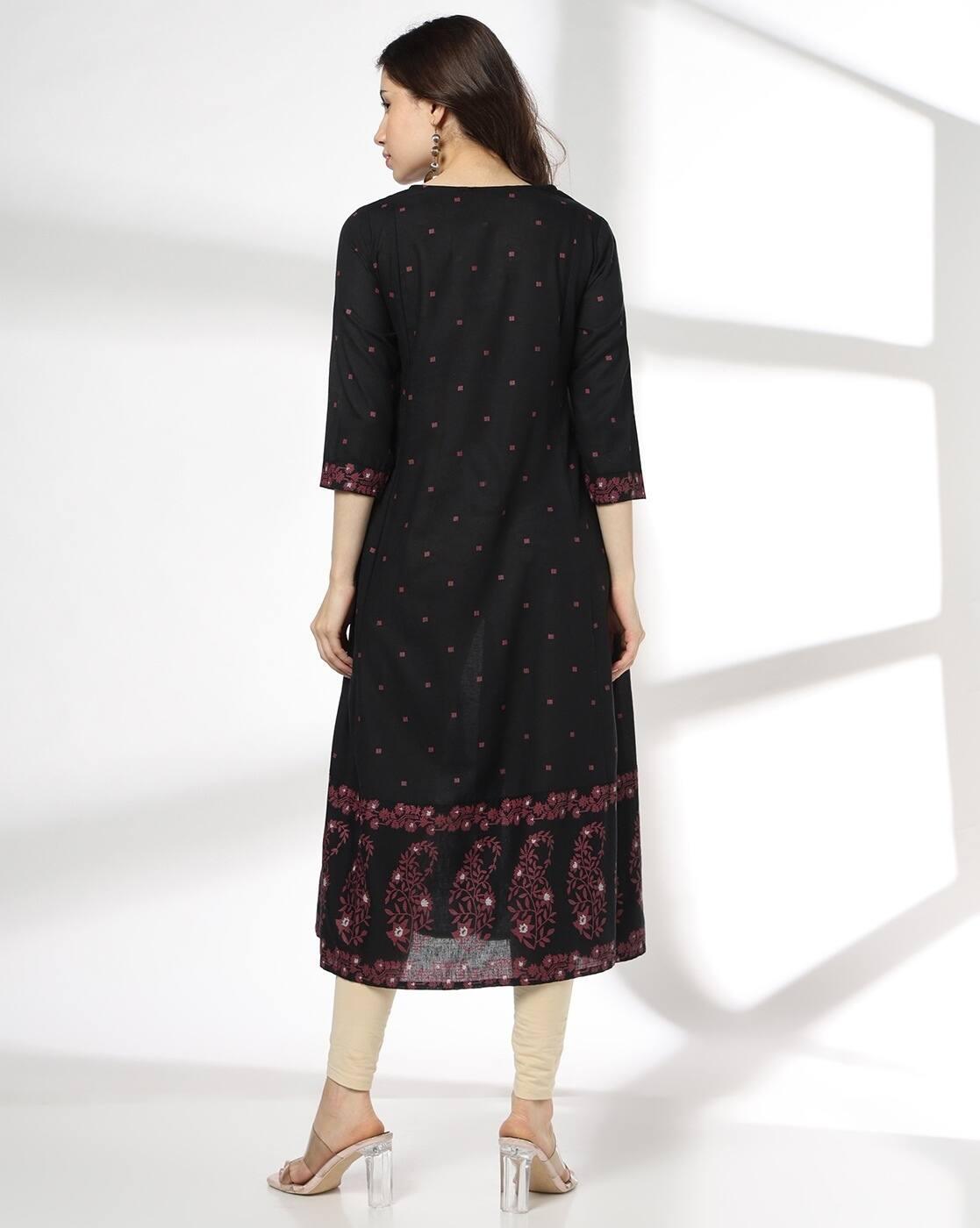 AVAASA MIX N' MATCH | Women Embroidered Flared Kurta|2