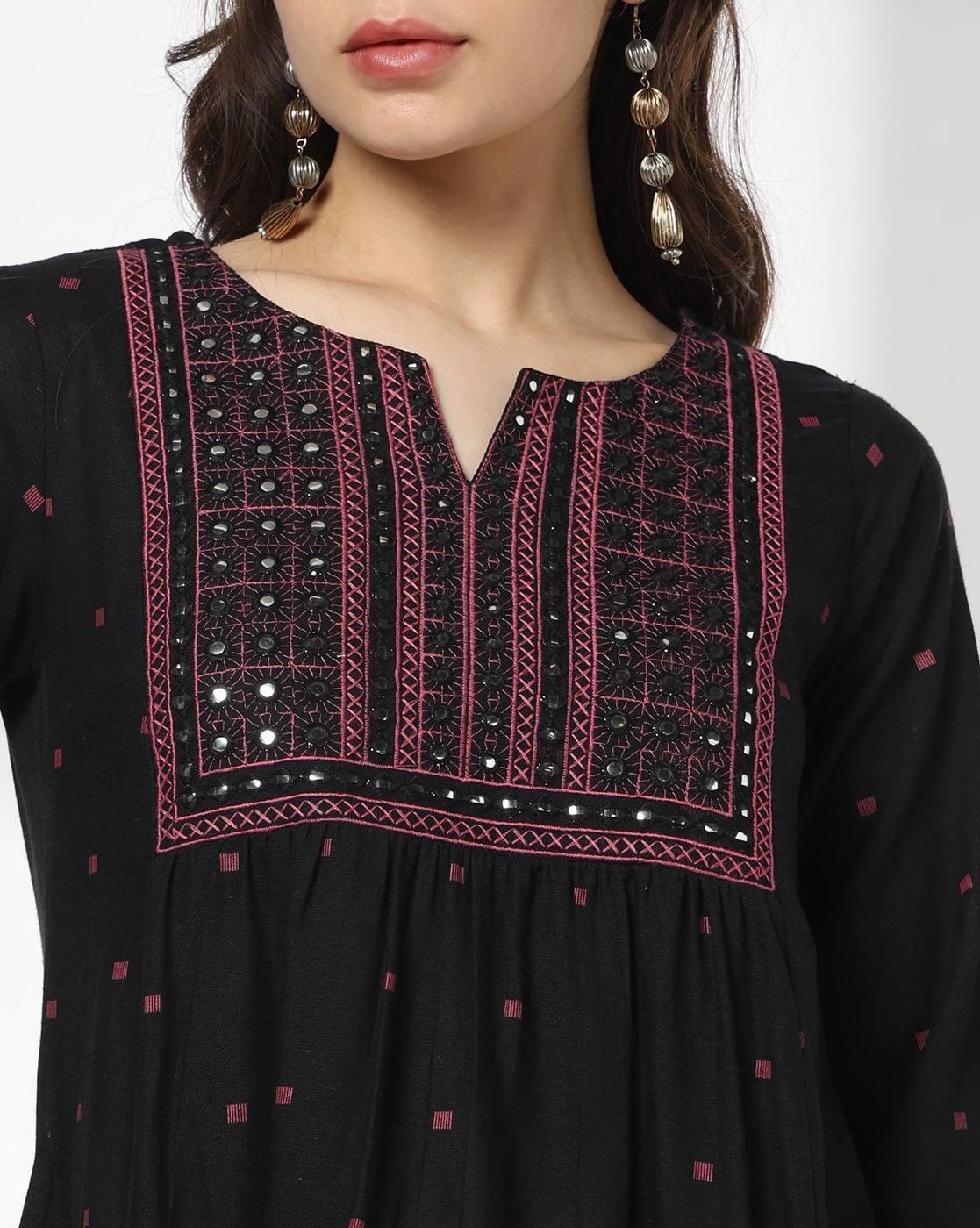 AVAASA MIX N' MATCH | Women Embroidered Flared Kurta|3