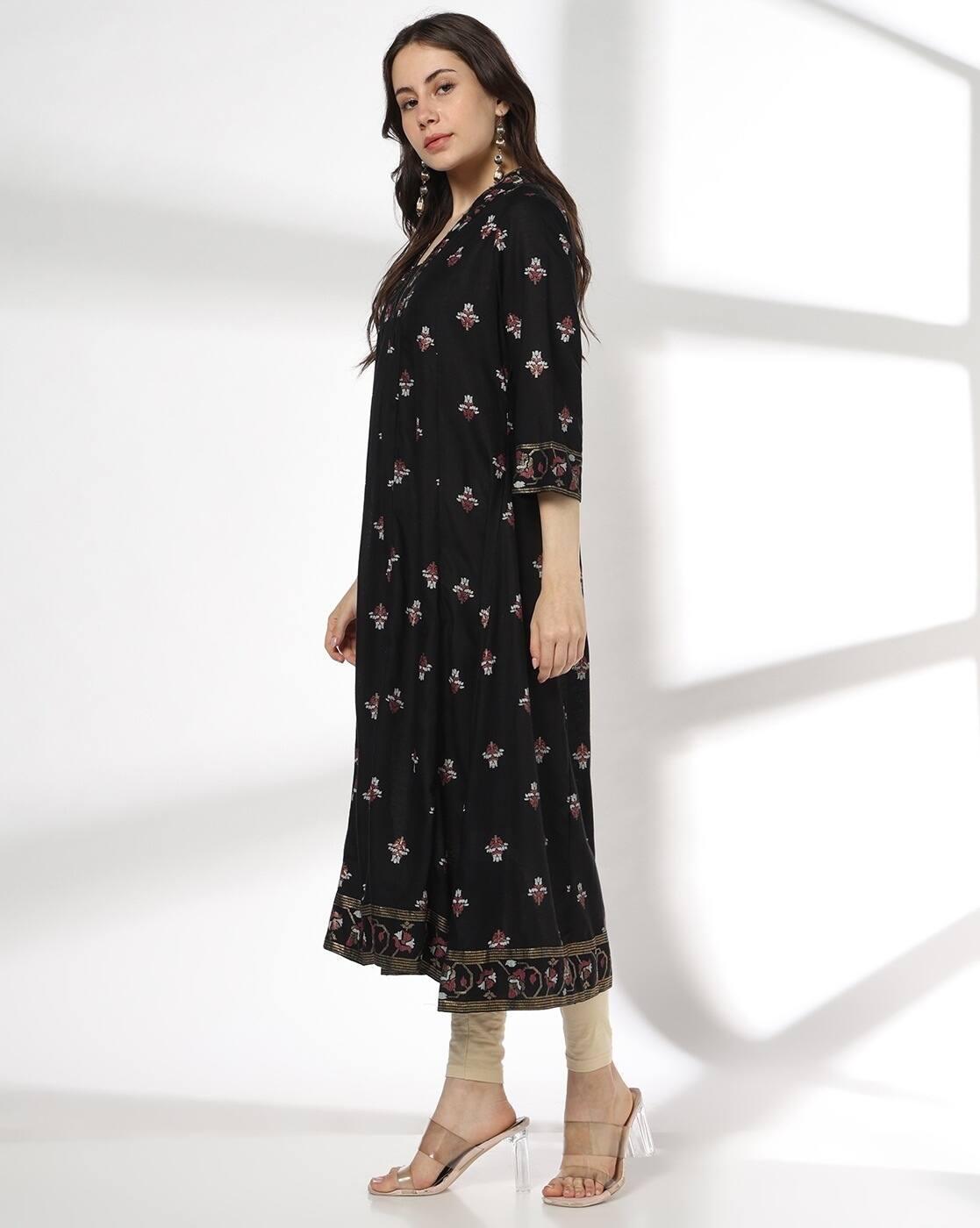 AVAASA MIX N' MATCH | Women Embroidered Flared Kurta|1